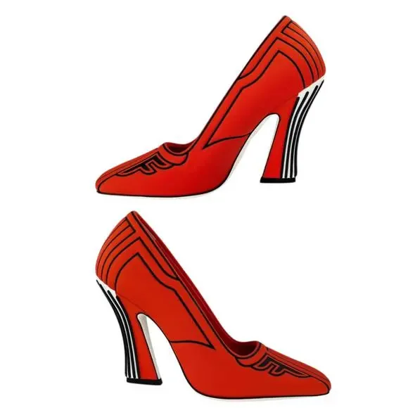Fendi Red Neoprene Pumps